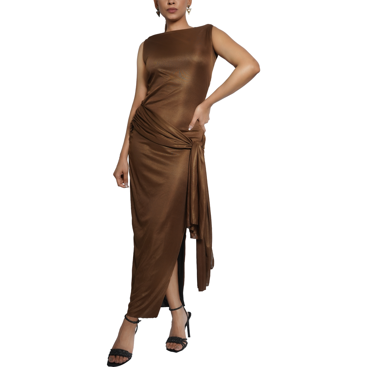 Bodycon Gold Sequin Gown – Party Wear for Women