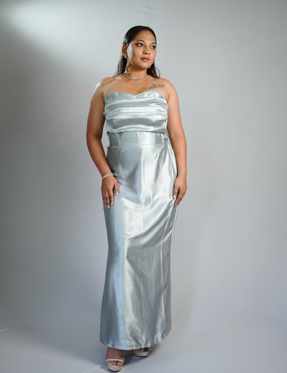 Strapless Satin Corset Gown – Mermaid Silhouette Plus Size Dress