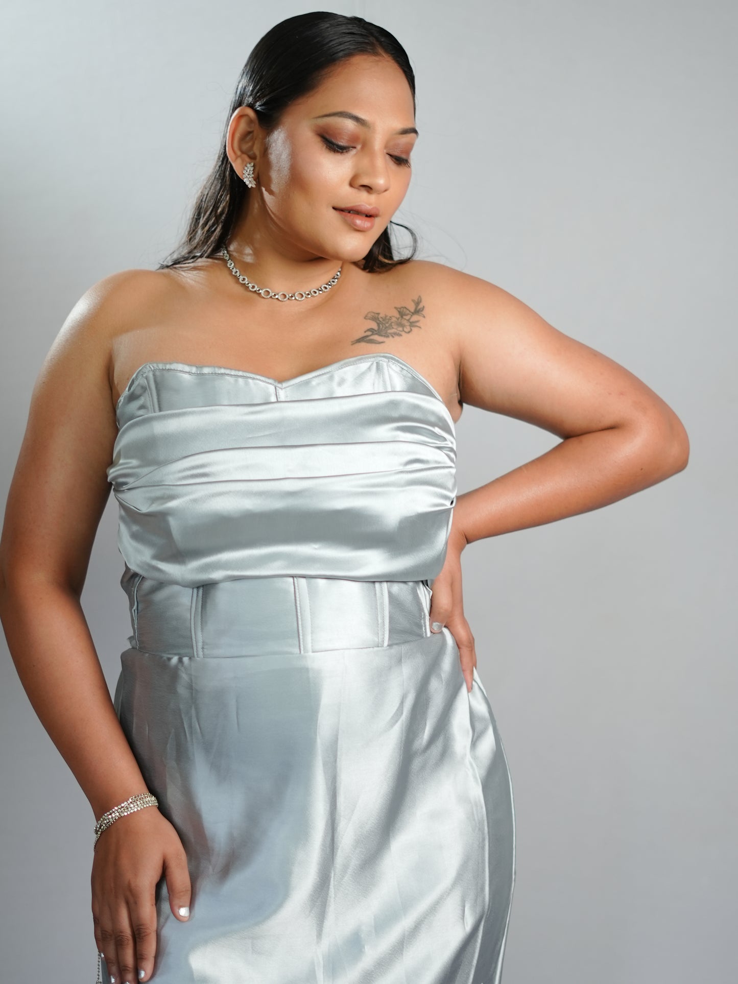 Strapless Satin Corset Gown – Mermaid Silhouette Plus Size Dress